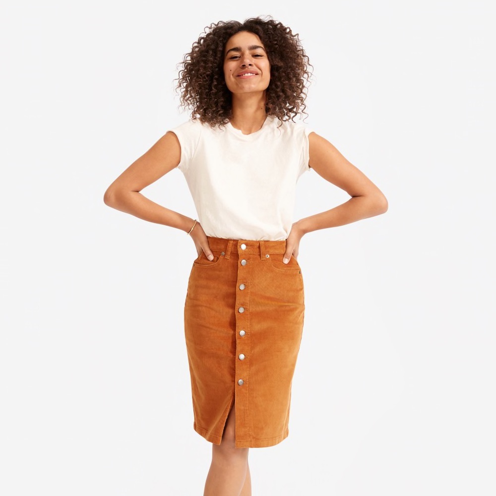 Everlane Button-Front Corduroy Skirt size 25